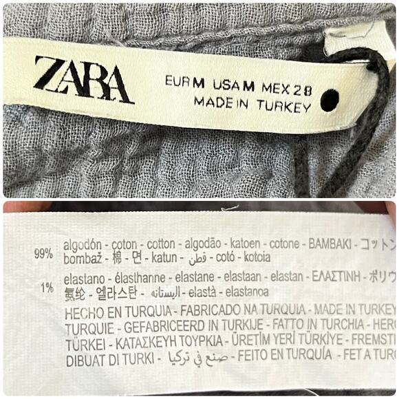 Zara Gauzy Pocket Button Down Collared  Babydoll Tunic Mini Dress Size Medium - Picture 16 of 16